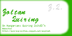 zoltan quiring business card